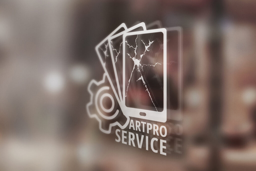 Логотип "ArtPro Service" - на стекле