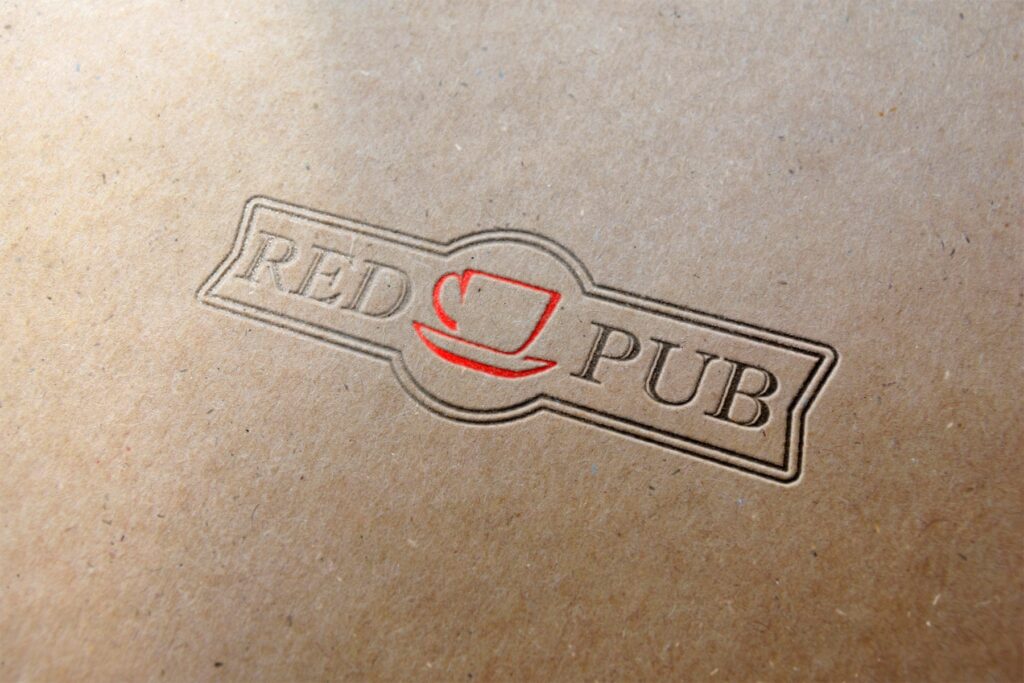 Логотип "Red Cup Pub" - цветное тиснение